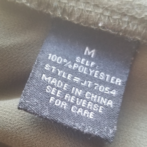 Olive Cold Shoulder Blouse w/ Collar & Twist Knot - Picture 8 of 10